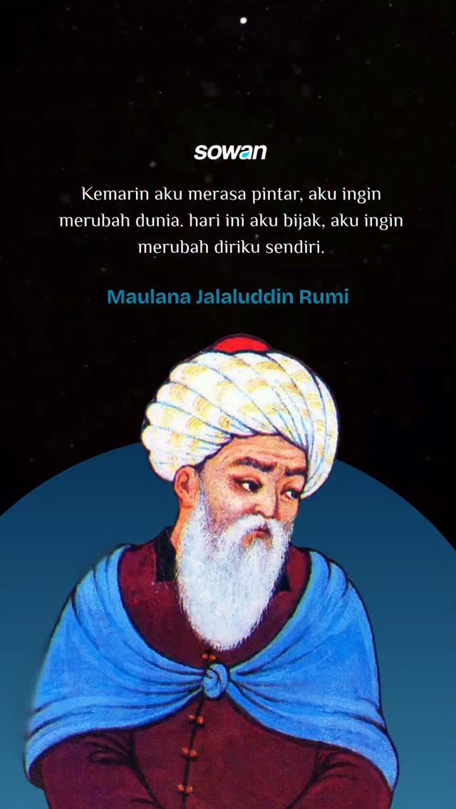 Ilustrasi teks kutipan bijak Jalaluddin Rumi tentang refleksi dan perbaikan diri