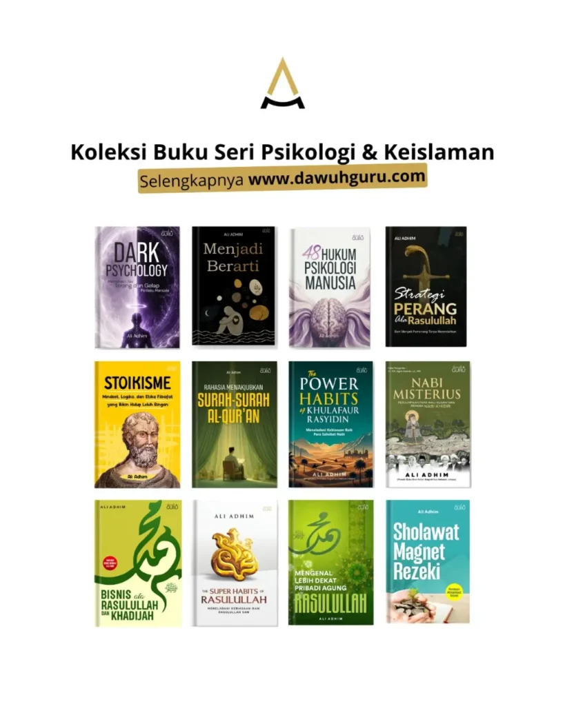 Infografis edukasi tentang hakikat tujuan pendidikan dan promosi buku biografi Penerbit Dawuh Guru