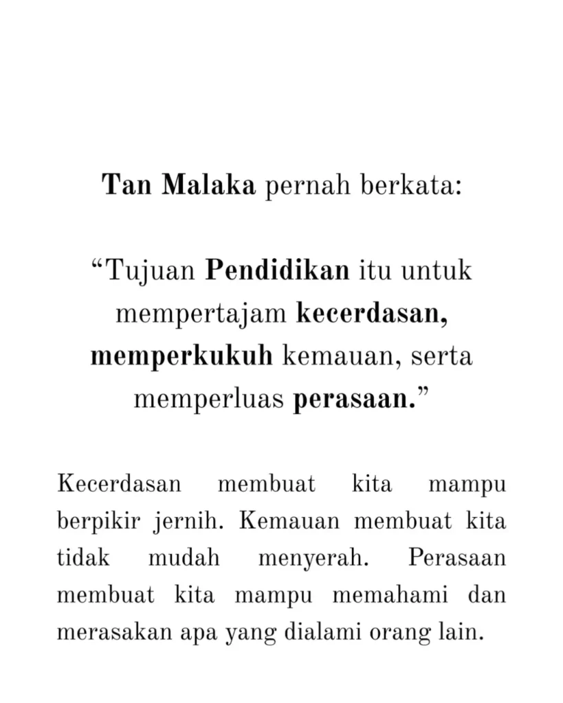 Infografis edukasi tentang hakikat tujuan pendidikan dan promosi buku biografi Penerbit Dawuh Guru