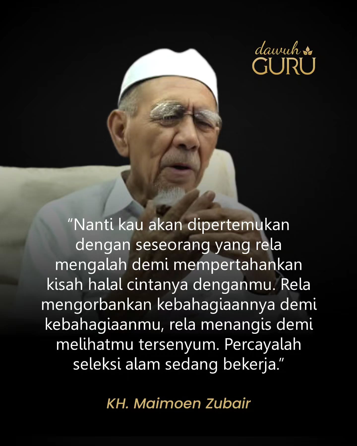 Ilustrasi kutipan bijak KH Maimoen Zubair mengenai perjalanan cinta dan kehidupan